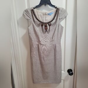 Antonio Melani Beige Cap Sleeve Dress, Size 4